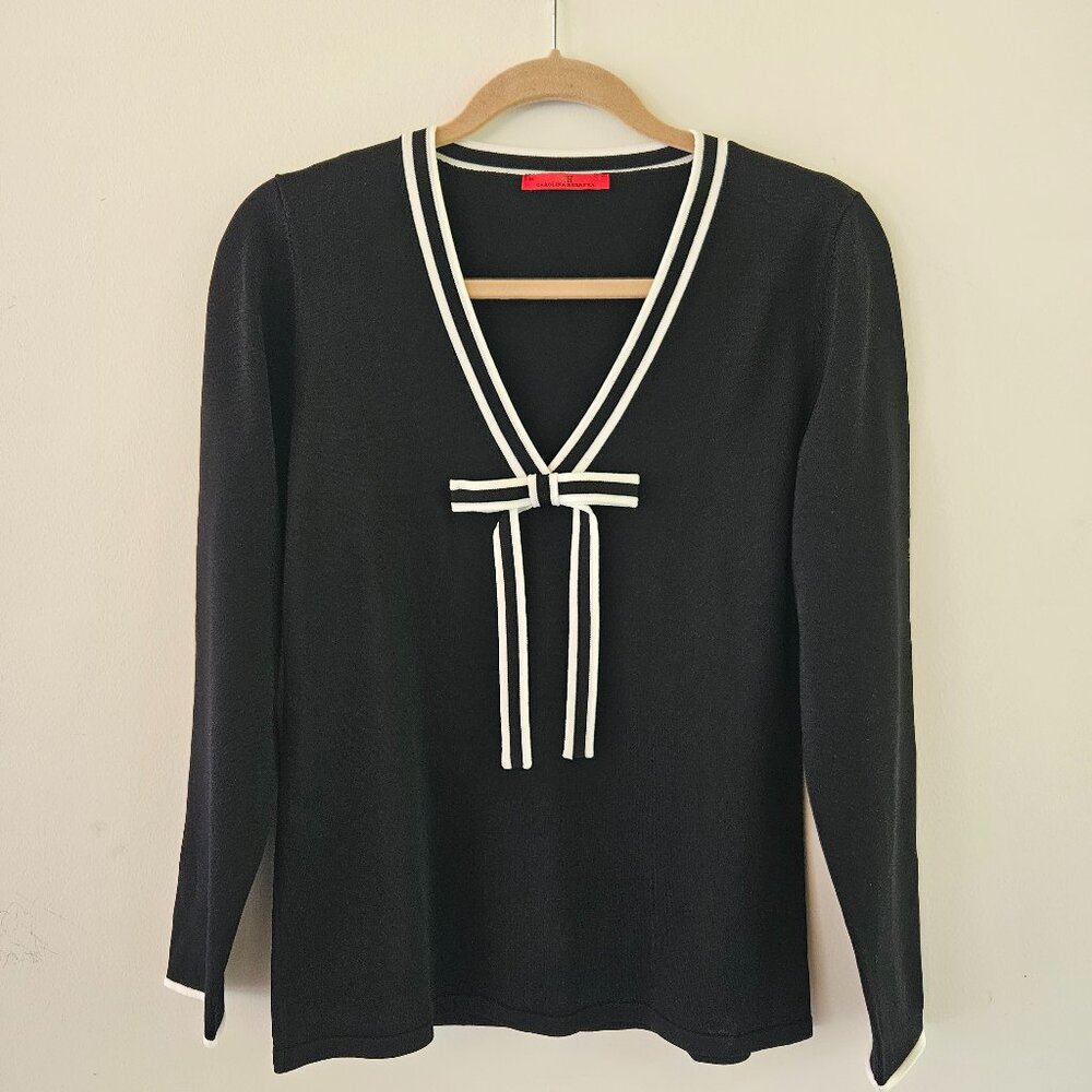 Carolina Herrera Black V-Neck Sweater / Top, Size M